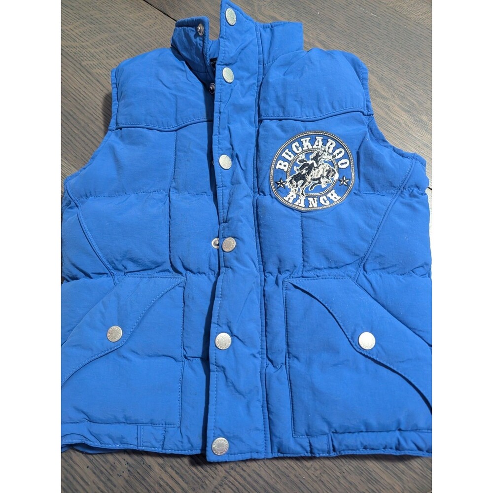 Cowboy Hardware Kids XS (4/5) Buckaroo Ranch Embroidered Puffer Vest Blue